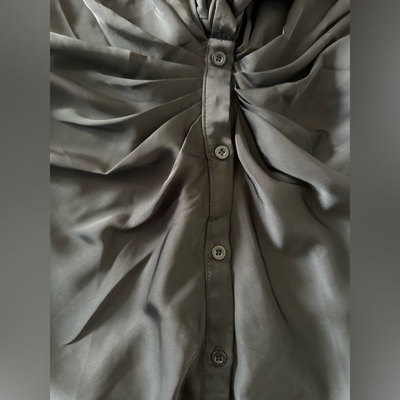 Heiress Beverly Hills Cocktail Black Satin Dress Shirt Mini Dress Long Sleeve S - Picture 8 of 11